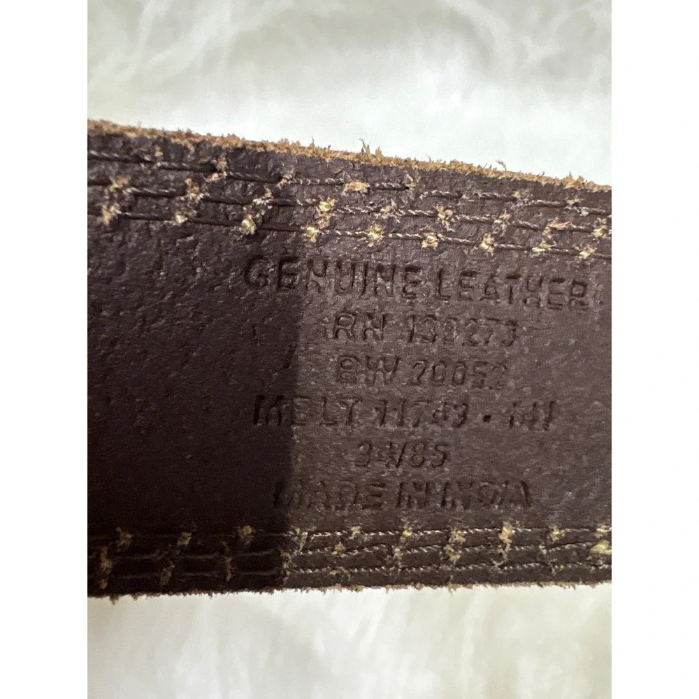 Wrangler Belt Mens Brown Leather Western Stitch Silver Buckle Casual